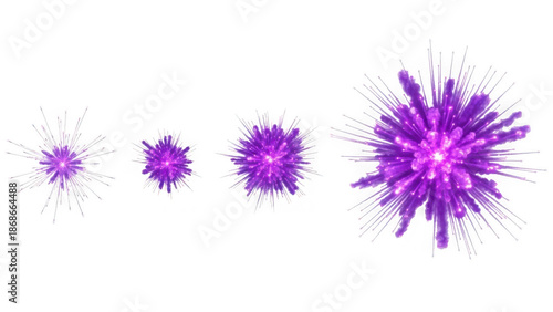 Purple explosion effects isolated on transparent background