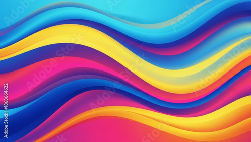 Vibrant wavy lines in bright colors create dynamic abstract background