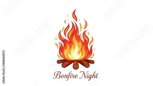 Bonfire night illustration isolated on transparent background