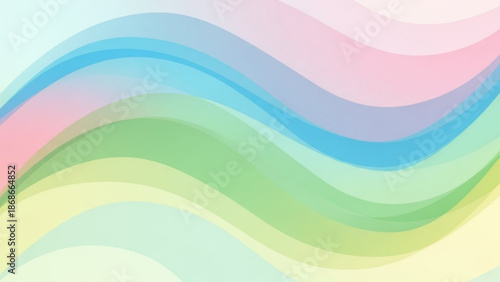 Vibrant wavy lines in pastel colors create a dynamic background
