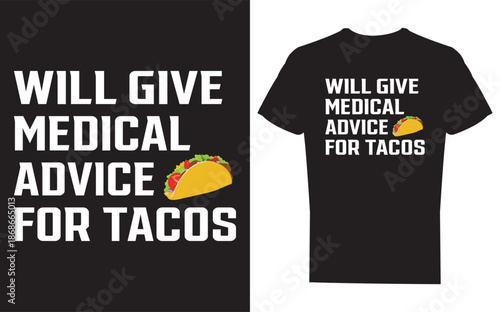 Funny doctor and nurse offering medical advice for tacos silhouette