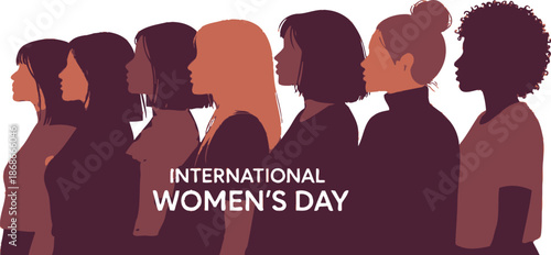 International women's day celebration silhouette isolated on transparent background
