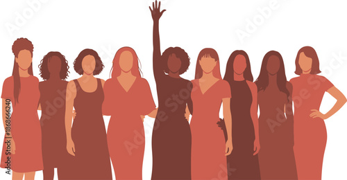 International women's day celebration silhouette isolated on transparent background