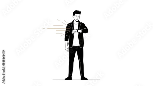 Man checking smartwatch, time flying, modern lifestyle, business concept