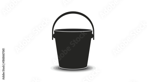 Black bucket silhouette with handle isolated on white background