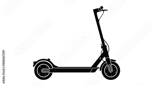 Black silhouette of electric scooter isolated on white background