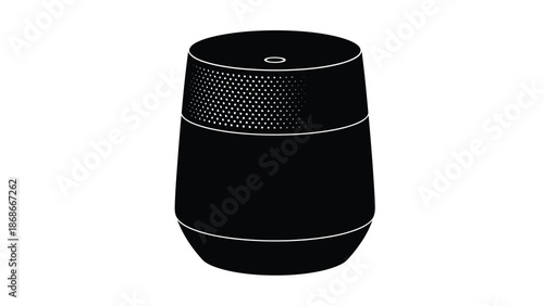Black Google Home smart speaker silhouette isolated on white background
