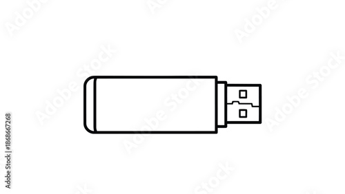Minimalist flat vector USB flash drive icon symbol isolated on white background