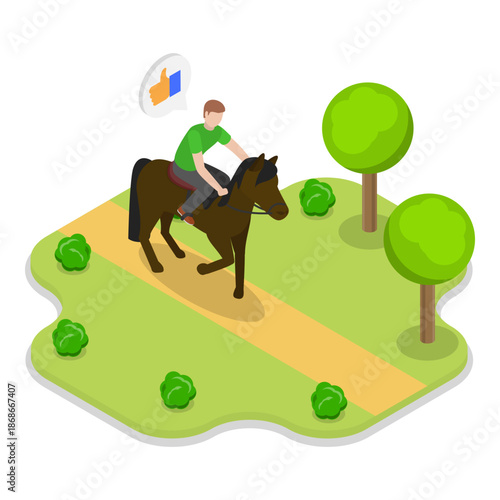 3D Isometric Flat Vector Illustration of Outdoor Adventures, Urban Park Activities. Item 1