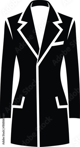Black and white illustration of a blazer jacket
