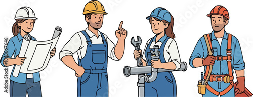 Group of Tradespeople in Uniform.