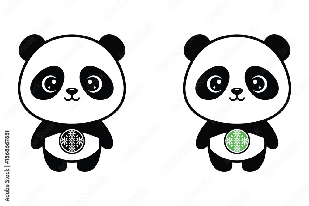 Fototapeta premium Cute Panda Bear Character Cartoon Illustration
