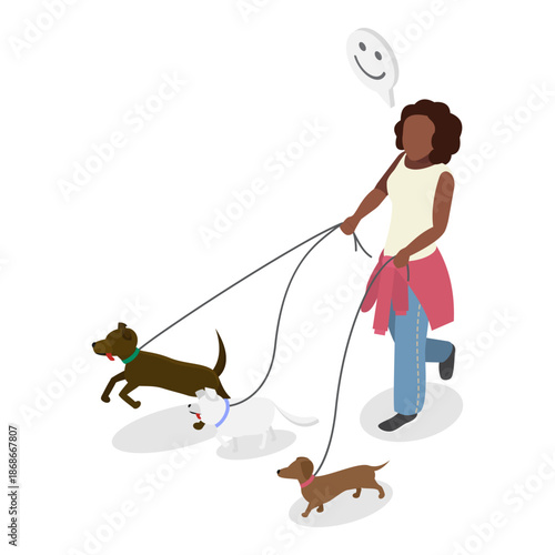 3D Isometric Flat Vector Illustration of Pet Lovers, Veterinary Clinic, Homeless Animals Shelter. Item 1