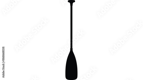 Black silhouette of a single oar against a isolated on white background