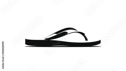 Black flip-flop silhouette isolated on white background