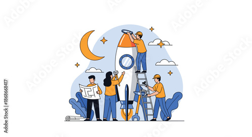 A dedicated team of engineers and scientists works together to build and prepare a rocket for a successful space launch.