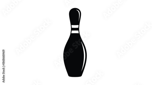 Minimalist black bowling pin silhouette icon symbol isolated on white background