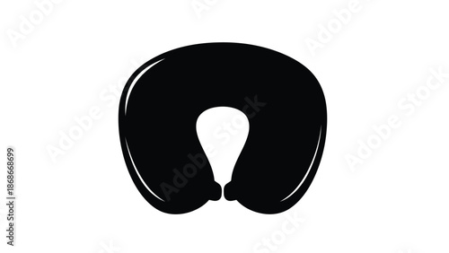 Minimalist black travel pillow silhouette icon symbol isolated on white background