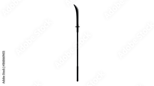 Black katana sword silhouette isolated on white background