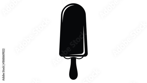 Black silhouette of an ice cream popsicle isolated on white background