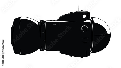 Black silhouette of a camera on a isolated on white background