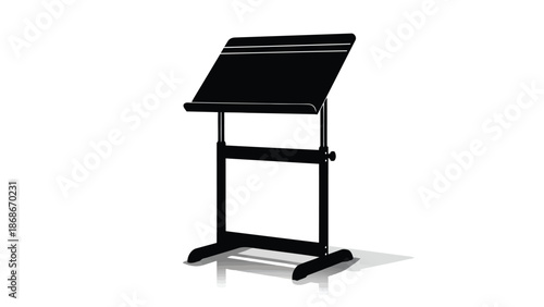 Black music stand silhouette isolated on white background