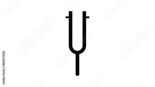 Minimalist black tuning fork symbol icon vector isolated on white background