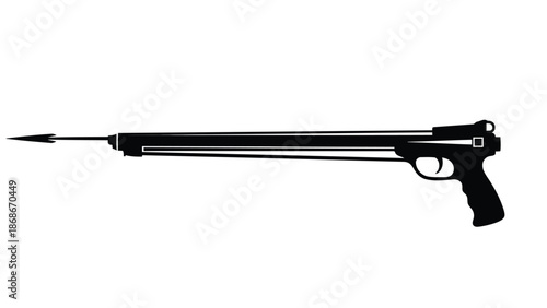 Black silhouette of a speargun against a isolated on white background
