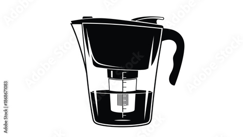 Black and white vector coffee maker silhouette icon isolated on white background