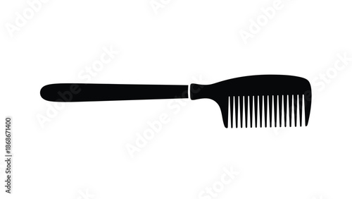 Black wide-tooth comb silhouette isolated on white background
