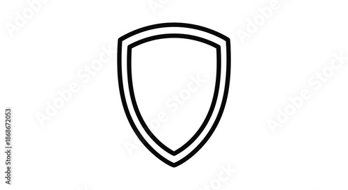 A simple black and white outline of a classic shield shape a protective emblem silhouette