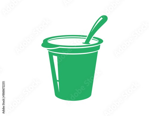 Grocery food made easy with simple objects. A yogurt vector cartoon flat icon.

