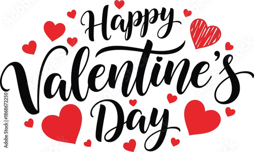 Valentines Day Greeting with Red Hearts