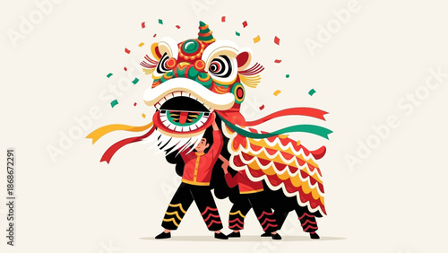 Vibrant Lion Dance Illustration A Celebration of Culture and Tradition