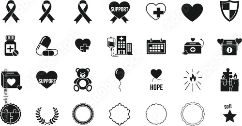 Black icons for health awareness and support