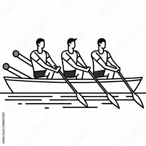 Rowers isolated on white background Vector