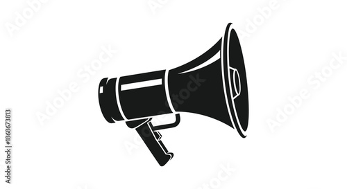 A striking black and white image showcasing a vintage megaphone a powerful symbol of communication silhouette