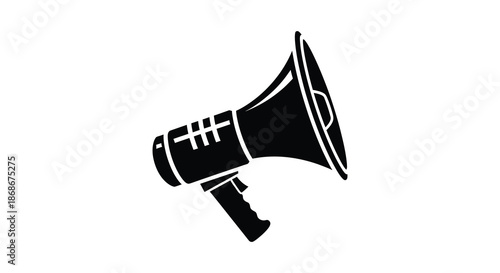 A striking black and white image showcases a megaphone a symbol of communication and announcement silhouette