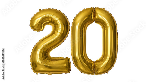 Celebratory golden balloon number twenty