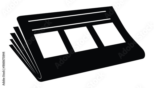 Black newspaper vector illustration with three white frames