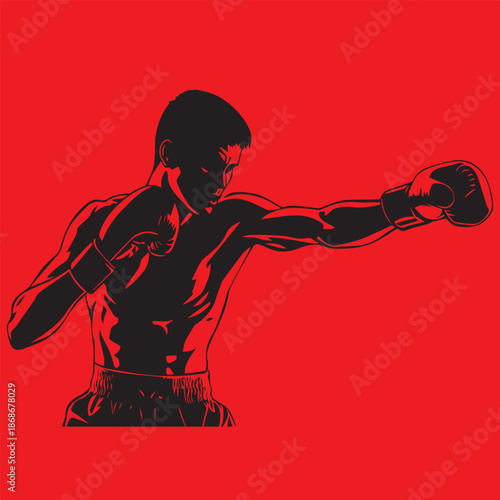 Illustration of an boxer, boxing silhouette