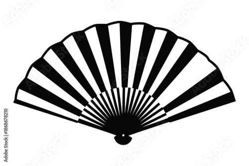 Japanese style hand fan vector illustration traditional folding accessory design art form symbol