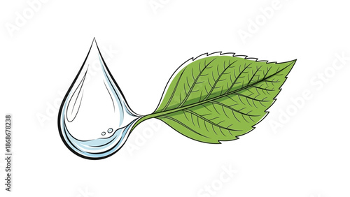 Vibrant green leaf with a single clear water droplet