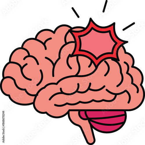 Surprised Brain Illustration Showing Shock and Confusion