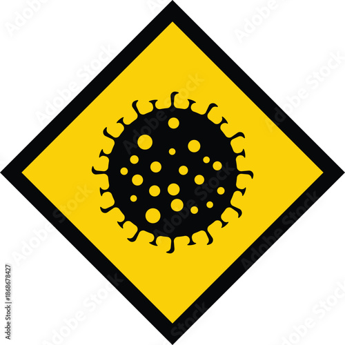 Warning Hazard Label for Toxic Substances with Virus Icon