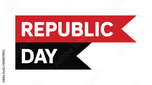 republic day ribbon banner design with bold typography red and black patriotic national holiday celebration illustration