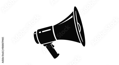 A striking black and white image showcasing a vintage megaphone clearly depicted as a silhouette