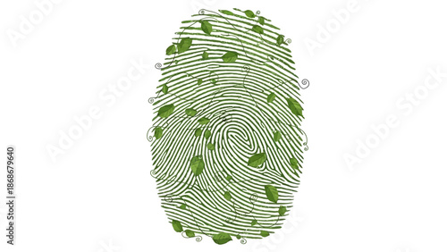 Green fingerprint with leaves symbolizing eco friendly nature
