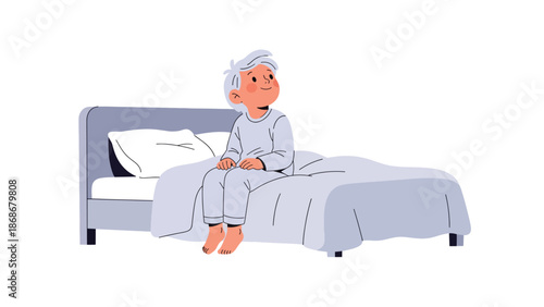 Flat vector depiction of a hopeful child looking upward, ideal for motivational materials, emotional growth visuals, and educational content