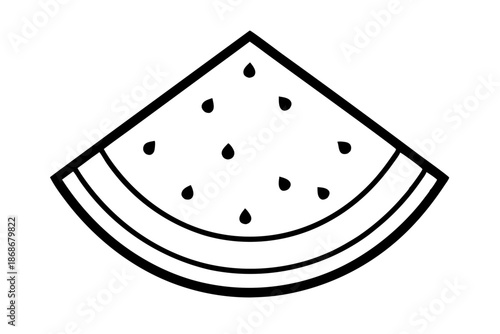 Watermelon Slice Summer Fruit Line Icon – Minimal Food Outline SVG Vector